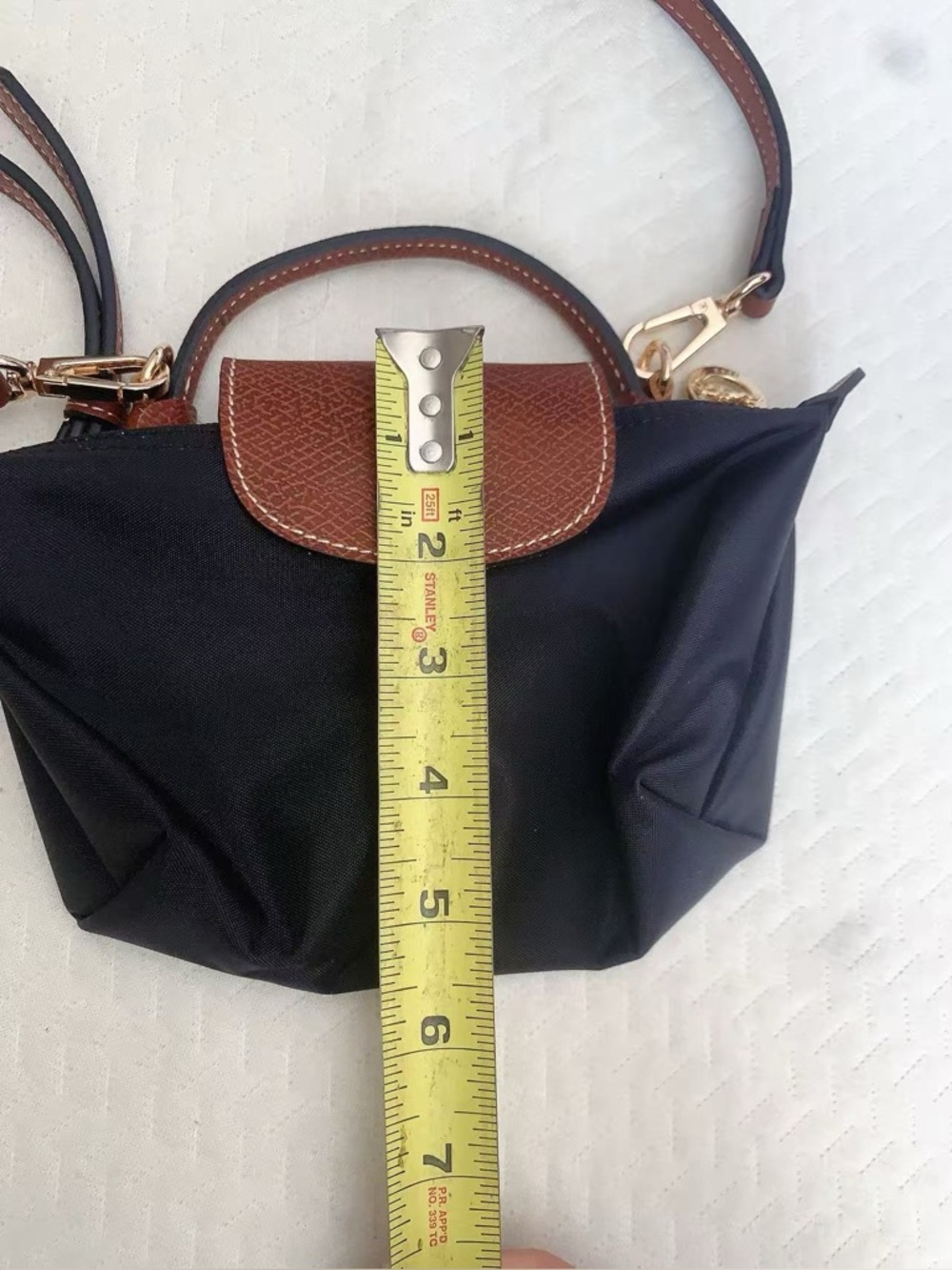 Le Pliage Original Classic Mini Pouch black color Cosmetics Case with strap - Picture 6 of 13